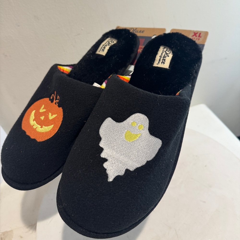 Dlux by Dearfoams unisex Fun Halloween memory foam slippers size 11-12 new